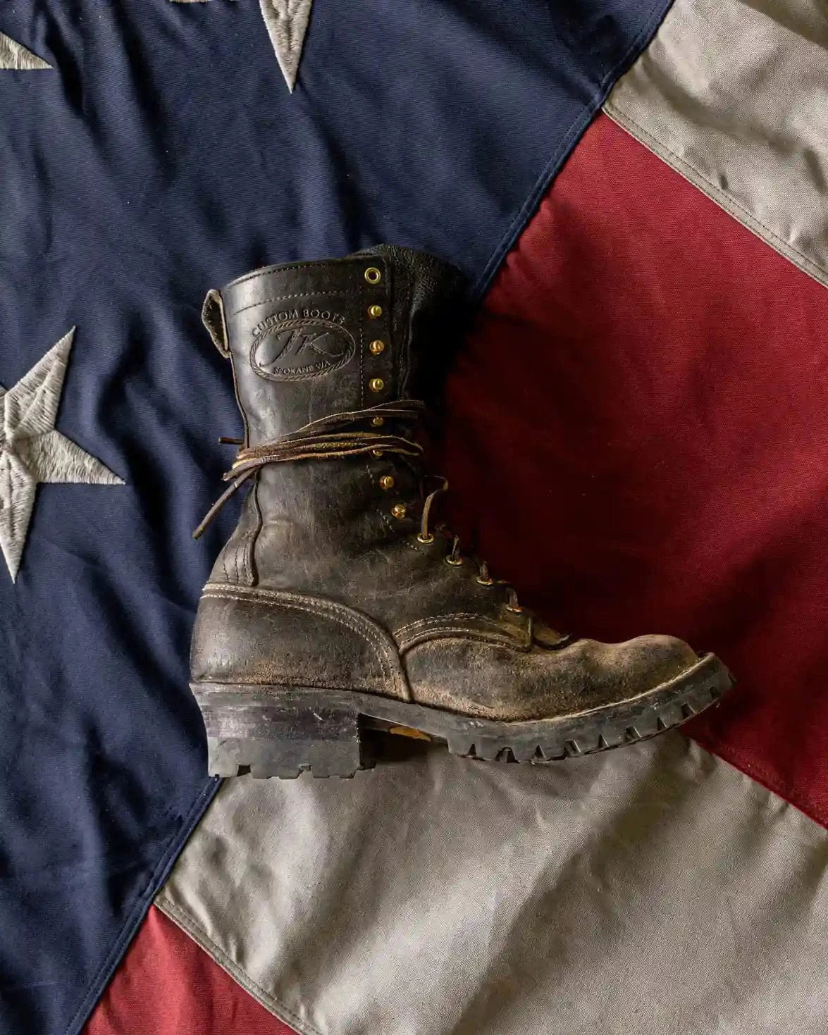 jk boots journal blog image of handmade boots and usa flag
