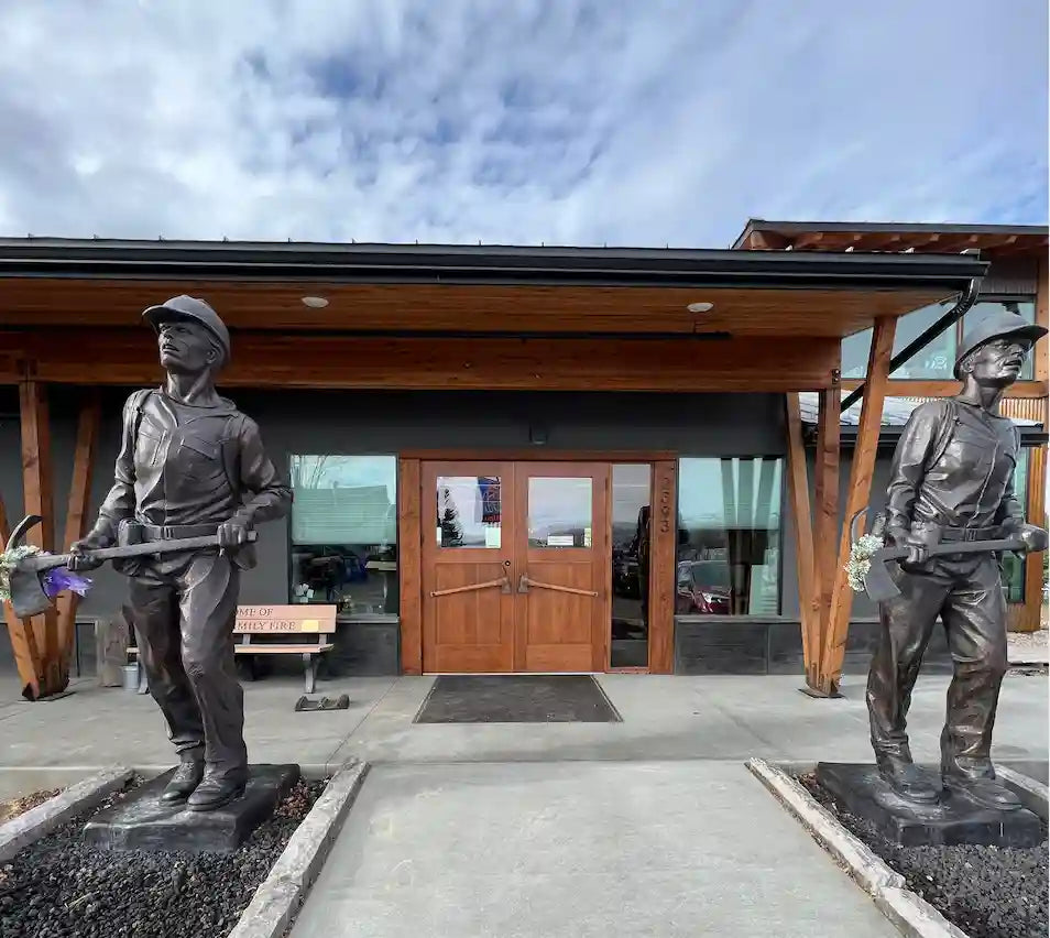 wildland firefighter foundation front of building jk boots