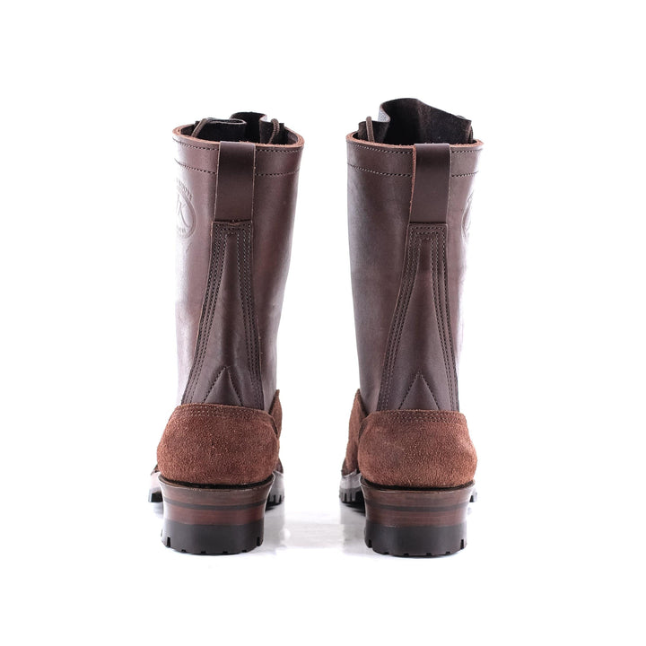 rear view of Climber - Brown showing the Heel shape and rear design of the boot.