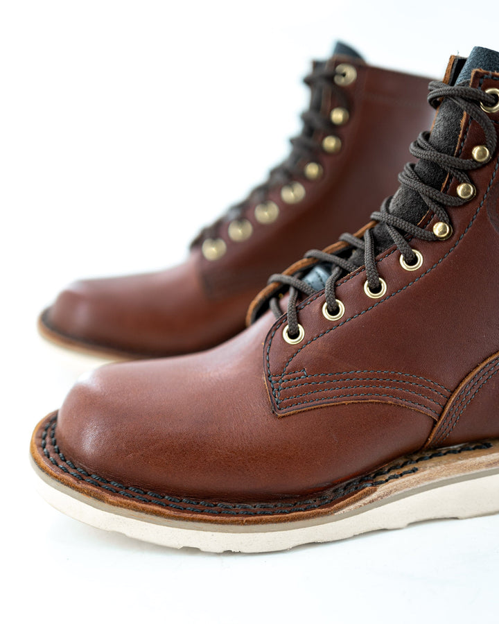 close up of the round toe showing off the quality of the stitch.