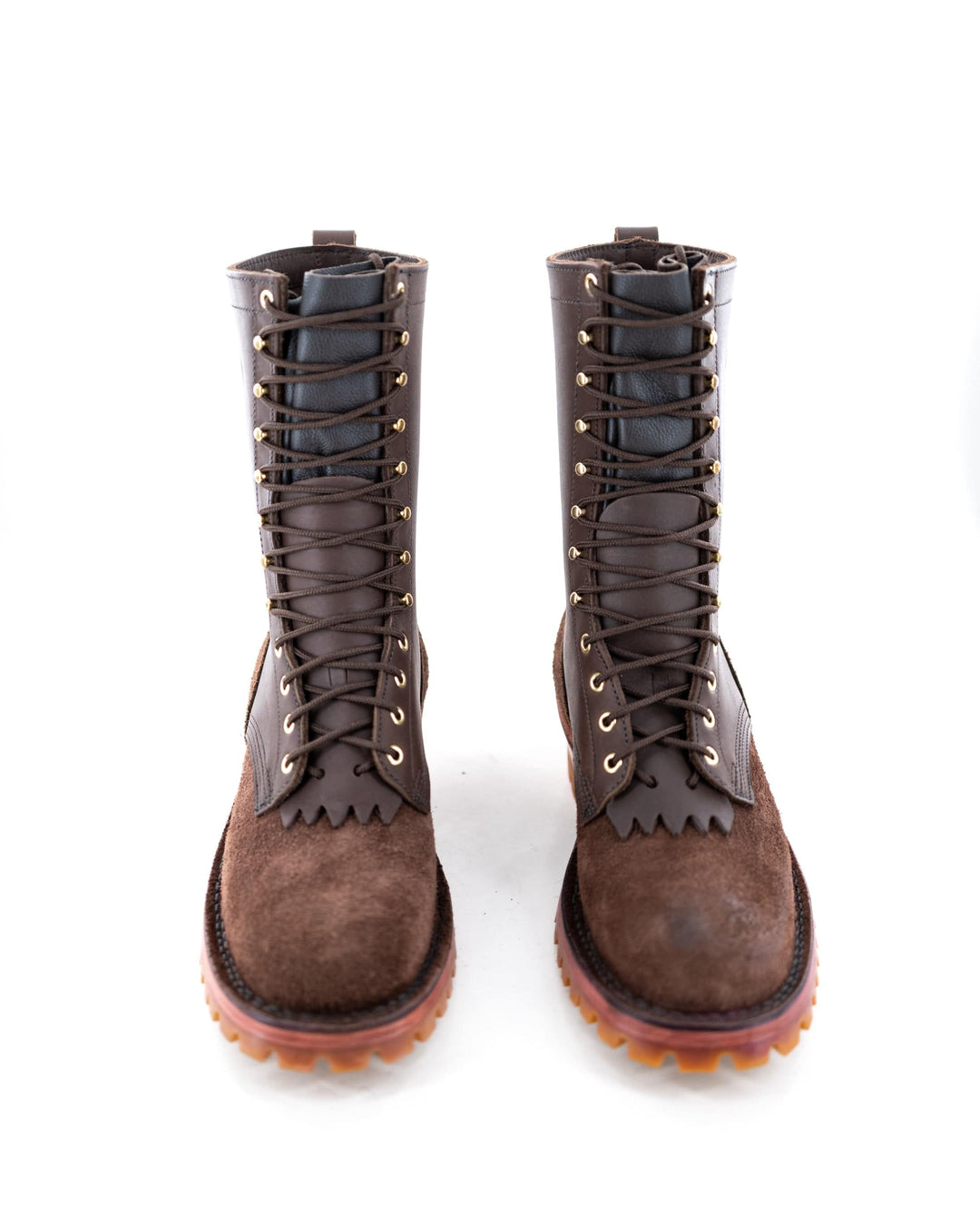 front view of a pair of Honey Fire - Brown. You can see the laces running up the boot and the quality of build.