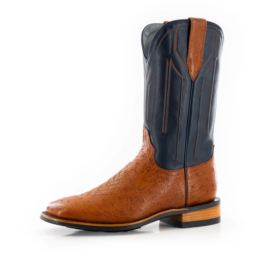 The Colt - Indigo/Cognac Smooth Ostrich