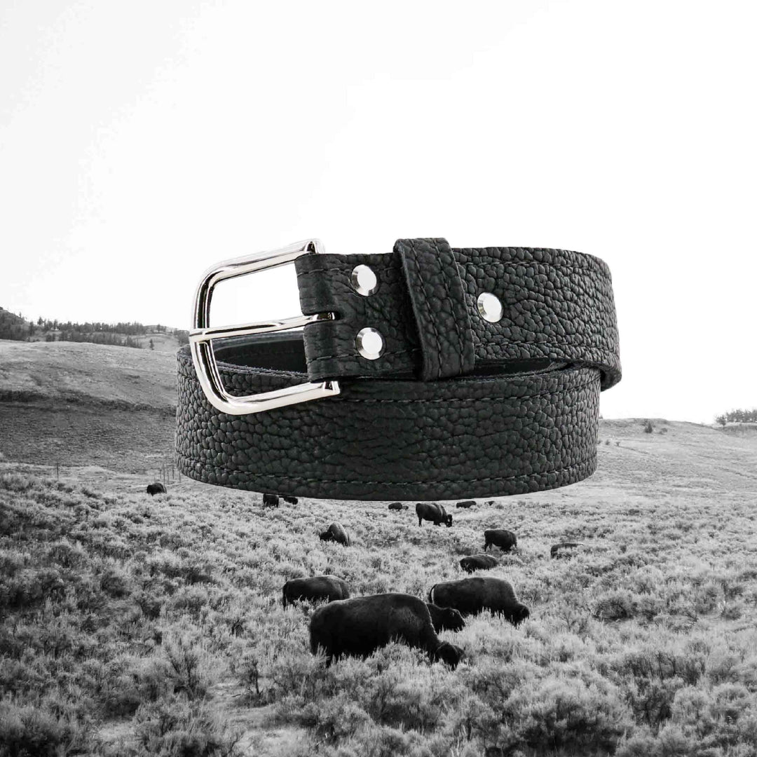 Smooth Shadow Bison Leather Belt
