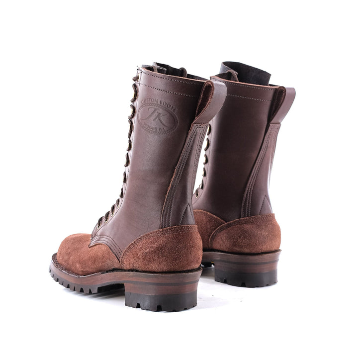 rear of the Climber - Brown exposing the pull loops and signature heel that comes on the climbers.