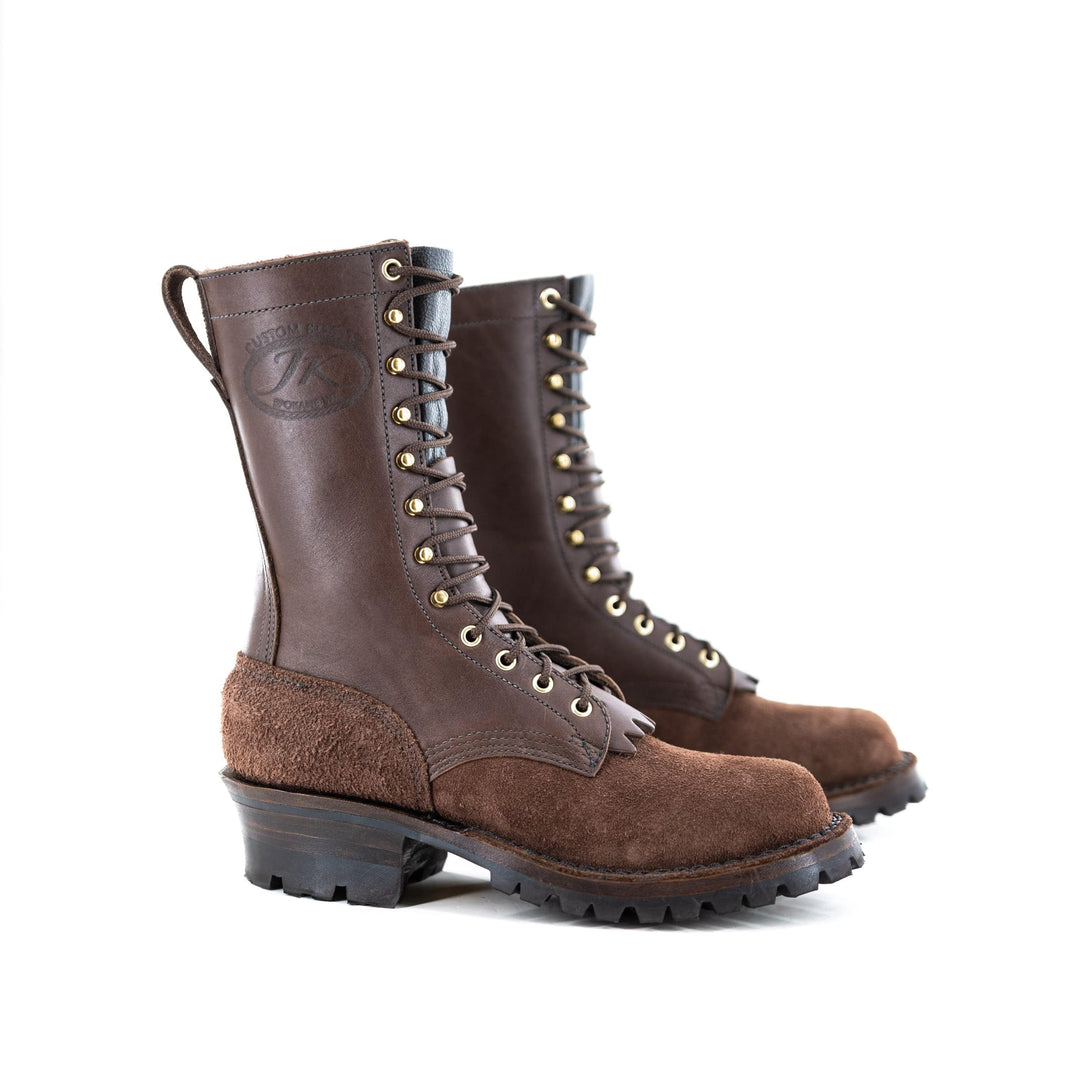 side profile view of the Fire Inlander - Brown showing the design  and overall look of the boot.