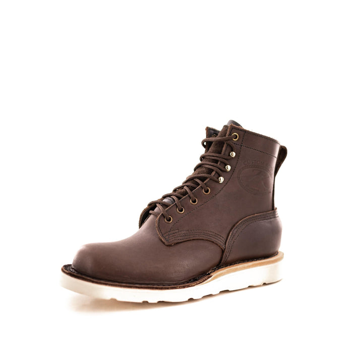 profile view of the Forefront (Safety Toe) - Brown showing the brown color against the white sole. 