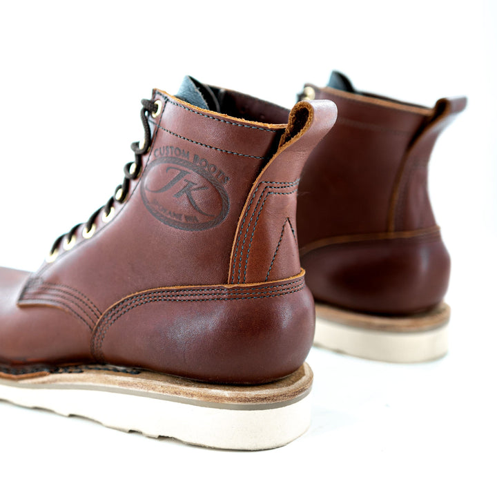 rear view of the Forefront (Safety Toe) - Redwood showing the heel and pull tab.