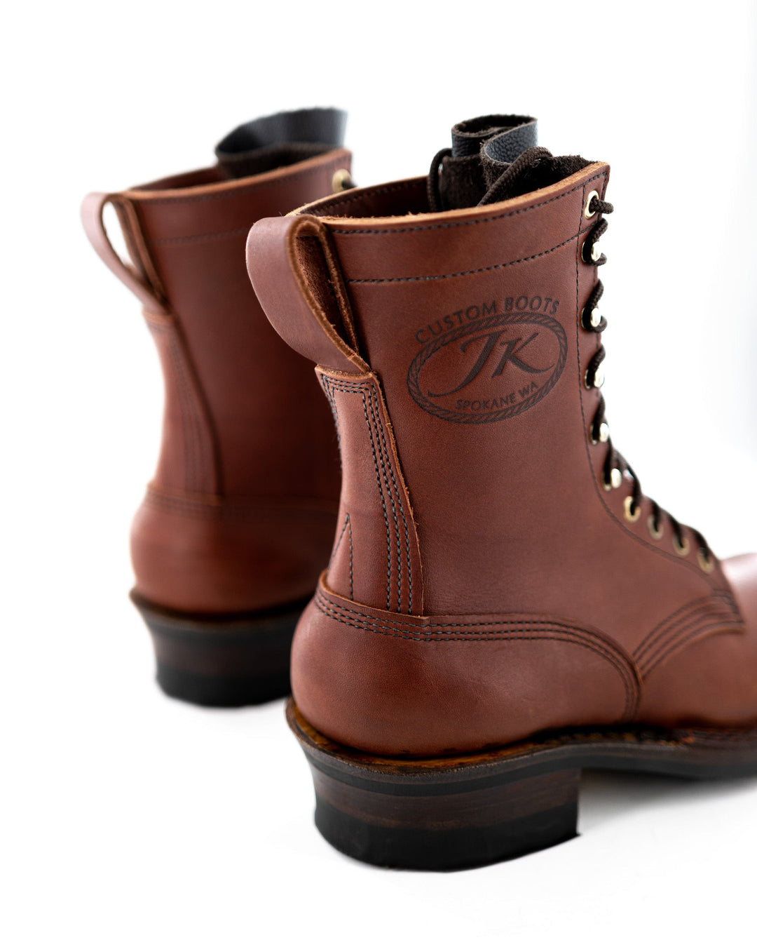 picture of the Harvester - Redwood showing the pull tabs and rear design of the boot.