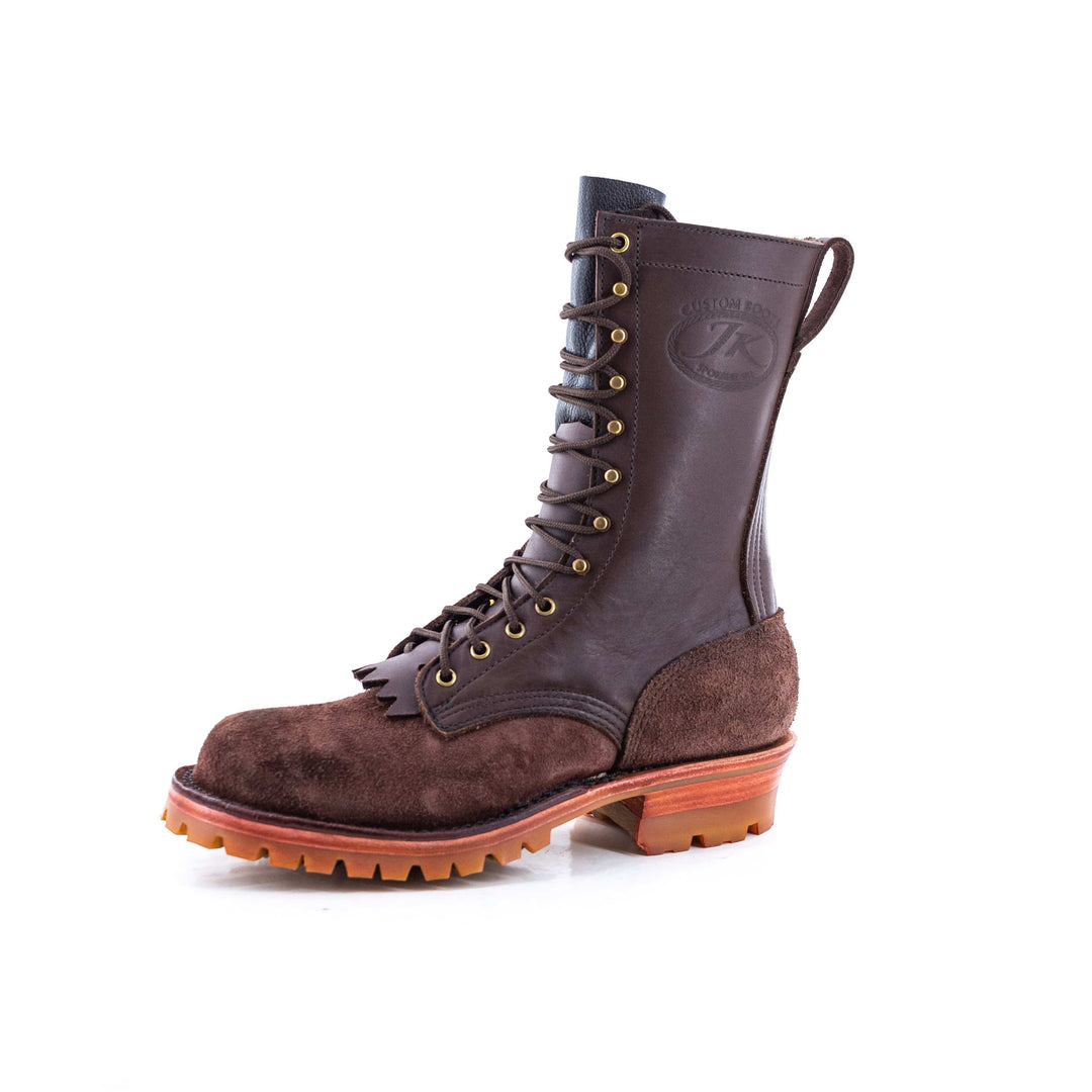 Side profile of the Honey Fire - Brown showing ff the contrasting smooth and rough browns.