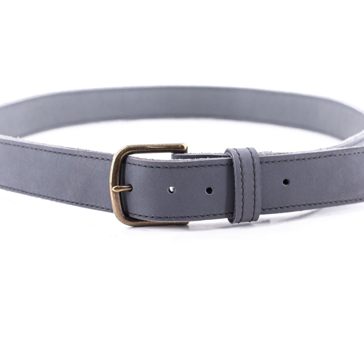 Smooth Gray Leather Belt