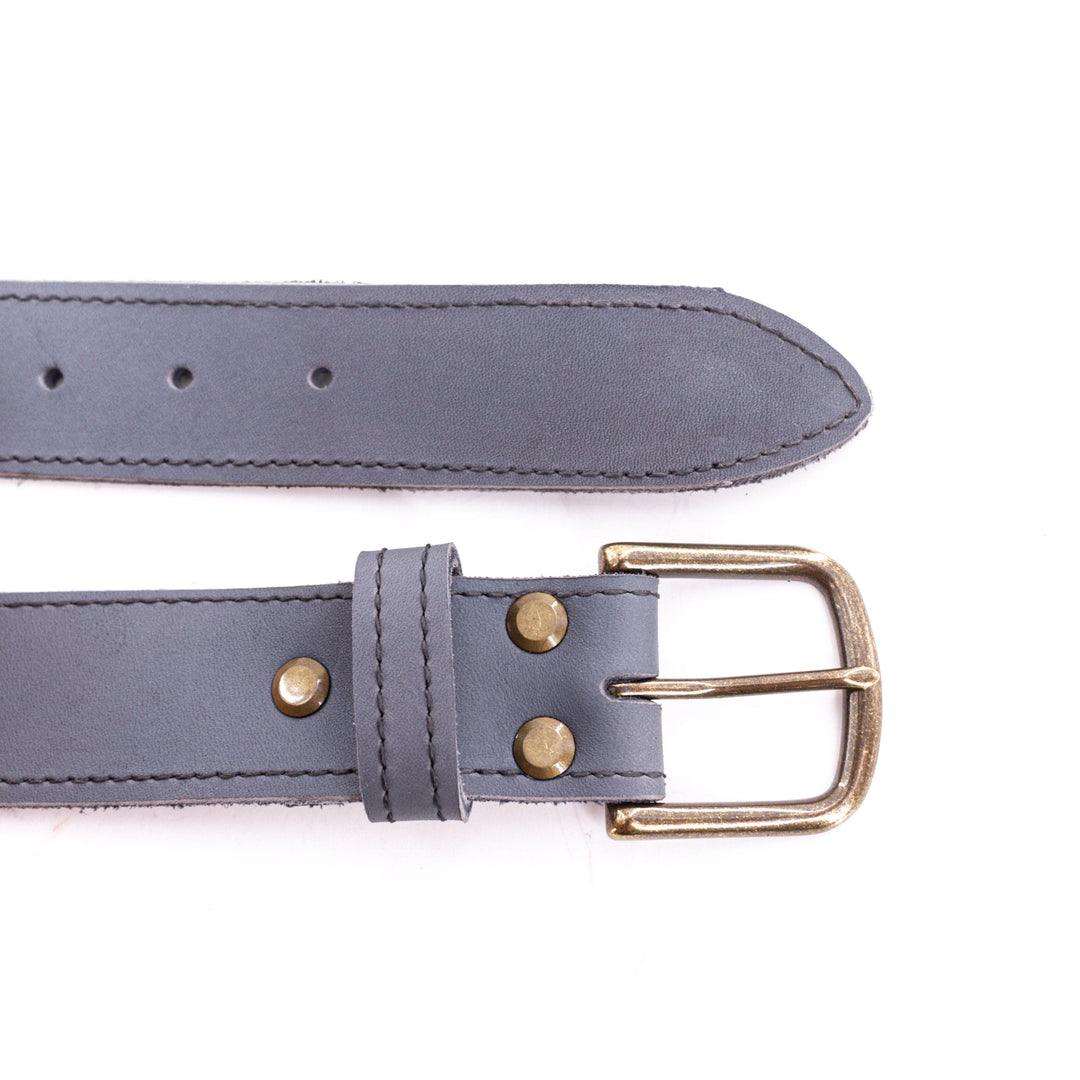 Smooth Gray Leather Belt